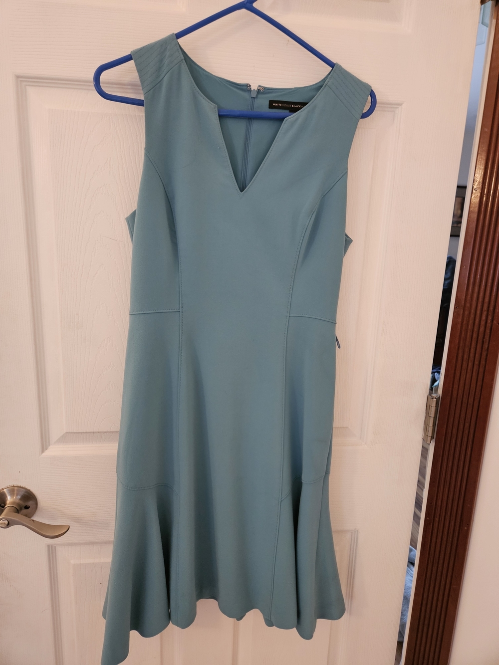 White House Black Market Scoop Neck Teal Fit-and-Flare Dress